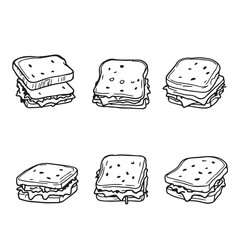 Grilled Cheese Sandwich Vector Line Art Design Ideas