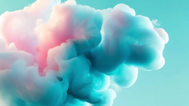 Animation of abstract floating cloud shapes in light teal and lilac tones 