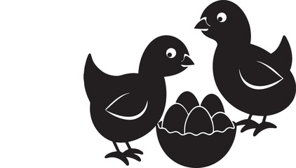 Baby chicks hatching from eggs on white background