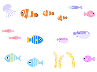 海の生き物のシームレスパターン　F-1