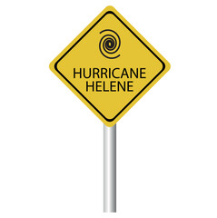  Hurricane Helene alert, traffic sign information vector illustration