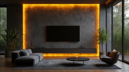 A modern TV framed as art on a minimalist wall, blending technology with timeless elegance.
