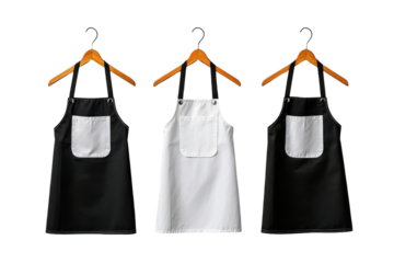 Black Apron with White Pocket on Hanger – Isolated Kitchen Uniform for Branding Mockup