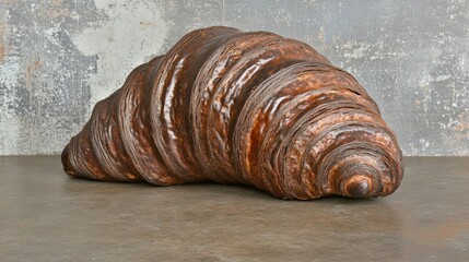 Dark Chocolate Croissant on Rustic Background