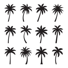Fototapeta premium palm tree vector silhouette set.
