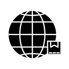 graphic shipping box in globe style. On white background