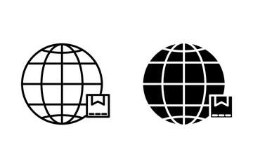 graphic shipping box in globe style. On white background