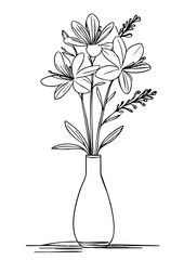 Frangipani Flower Vase Line Art – Elegant Minimalist Botanical Drawing for Coloring Page or Modern Wall Decor