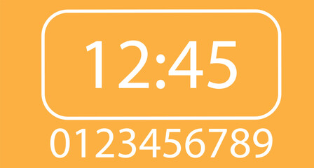 Digital clock number set. Electronic numbers. Digital alarm clock vector