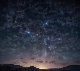 Fototapeta premium Starry night sky background with constellations, constellation, space