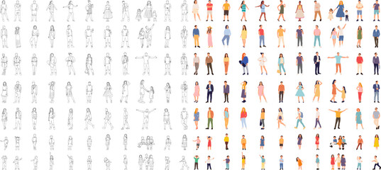 people in different angles on a white background vector