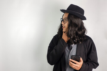 young man in black hat