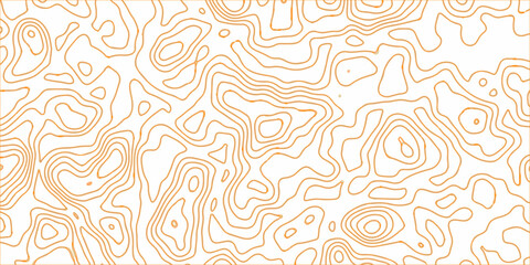 Fototapeta premium Orange and white wavy abstract topographic map contour, lines Pattern background. Topographic map and landscape terrain texture grid. 