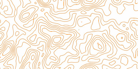 Orange and white wavy abstract topographic map contour, lines Pattern background. Topographic map and landscape terrain texture grid. 