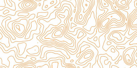 Obraz premium Orange and white wavy abstract topographic map contour, lines Pattern background. Topographic map and landscape terrain texture grid. Wavy banner and color geometric form. Vector illustration. 