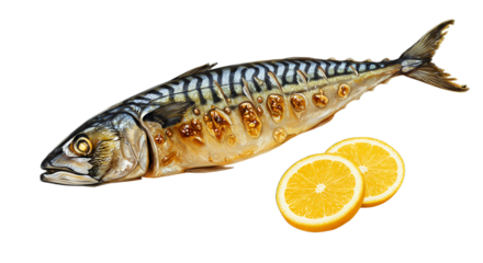 Freshly caught fish with slices of lemon showcasing culinary presentation