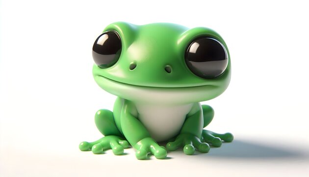Cute green baby tree frog from Ungaran with big eyes clinging gently