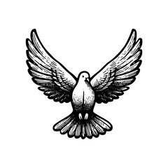 Naklejka premium Illustration of a dove of peace flying with spread wings on a transparent background 