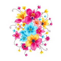 Fototapeta premium bouquet of colorful flowers vector illustration isolated on white