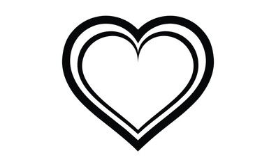 Black heart shape icon flat silhouette, heart shape black isolated on white background, heart-shaped flat icon symbol, black heart shape for decoration valentine's card, heart shape