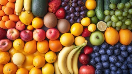 Vibrant array of fresh fruits and vegetables