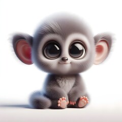 Fototapeta premium 3D cartoon bush baby with oversized ears and tiny hands