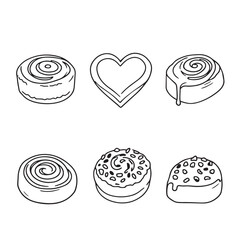 Delicious Cinnamon Rolls Vector Line Art Illustration