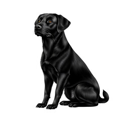 Obraz premium Indoor digital artwork solid black sitting labrador retriever silhouette side view