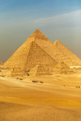 Highlight Giza's timeless grandeur, an ancient world wonder and a modern icon in pharaonic Egypt. Excellent for historical, travel, and cultural content.