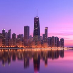 Fototapeta premium night view of chicago