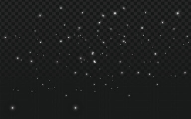 Scattered white sparkling particles on a transparent dark checkered background. Adds a subtle glitter or stardust effect to your designs.