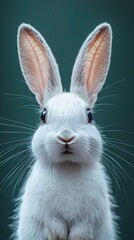 Obraz premium a close up of a white rabbit ' s face