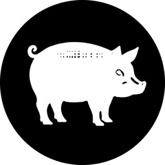 Stylized monochrome illustration of a white pig silhouette on black background