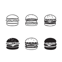 Modern Cheeseburger Vector Line Art for Illustrators