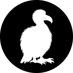 Extinct avian species silhouette, presenting a monochrome depiction of a dodo bird © LgsDesign