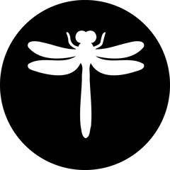 Elegant dragonfly silhouette with circular frame for versatile design usage
