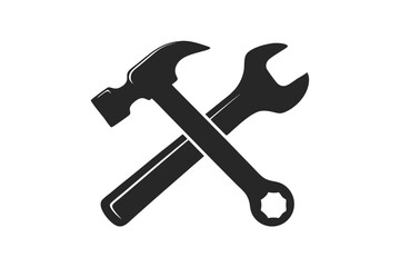 Hammer and Wrench silhouette vector illustration