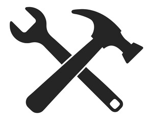 Hammer and Wrench silhouette vector illustration