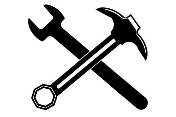 Hammer and Wrench silhouette vector illustration