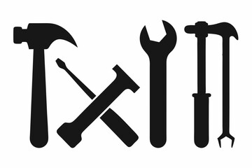 Hammer and Wrench silhouette vector illustration