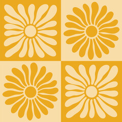 Pattern Sun Summer Abstract Retro Beach. Seamless floral pattern with a groovy 70s feel. Designed for interior decor, product packaging, and trendy digital assets Boho Sun Abstract Bg.