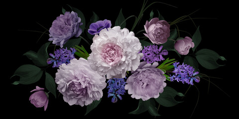 Floral garland. Spring blooming garden flower