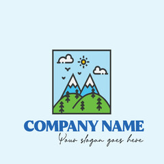 Mountain illustration black and white for logo company vector image
