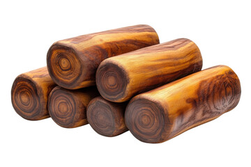 Rustic Wooden Logs Stacked Warm Brown Tones Natural Light Craftsmanship Detail isolated on transparent background
