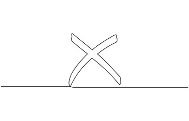 A single line drawing of a cross. Continuous line cross icon, Cross Continuous Line Draw Long line cross icon. X. Continuous line. Vector single line drawing of a file with cross symbol. © Stock4line