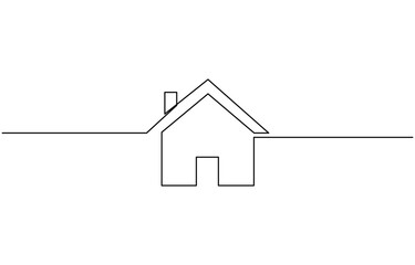 Continuous line simple house.one line drawing of housing, House continuous one line drawing of house icon  Isolated on white background vector illustration.
