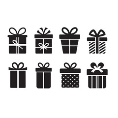 set of gift boxes silhouette