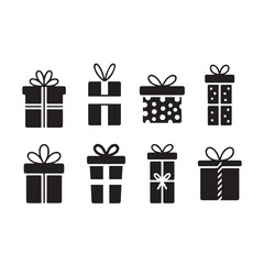 set of gift boxes icon silhouette