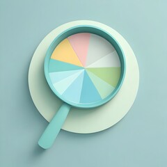 Obraz premium Analyzing Trends: A magnifying glass hovers over a colorful pie chart, symbolizing investigation, analysis, and the study of data patterns.