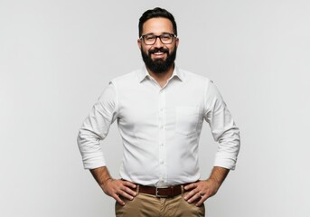 Confident professional white button-up shirt
